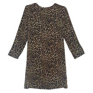 J. Crew Leopard Print Shift Dress Size 00 Animal Print 3/4 Sleeve.